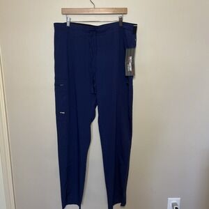 Greys Anatomy 3 Pocket Elastic Cargo Scrub Pants XLT Indigo Blue Spandex Stretch